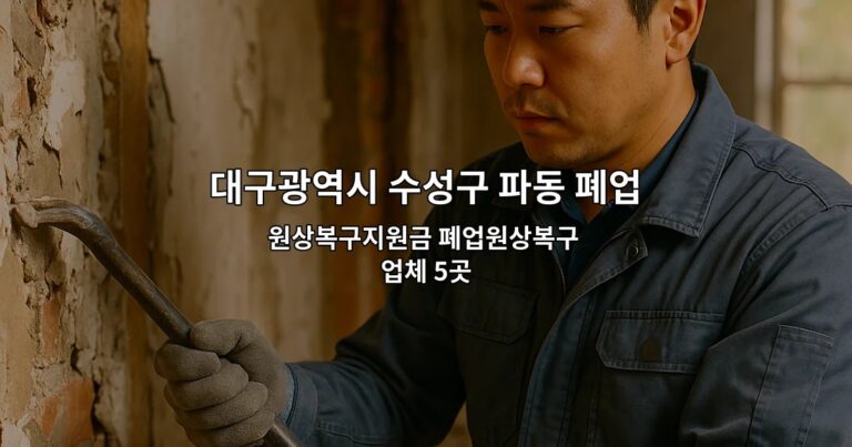 대구광역시 수성구 파동 폐업철거 원상복구지원금 폐업원상복구 업체 5곳