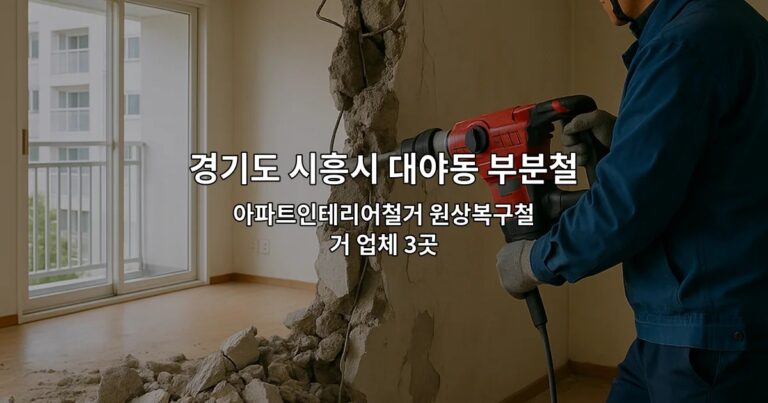경기도 시흥시 대야동 부분철거 아파트인테리어철거 원상복구철거 업체 3곳