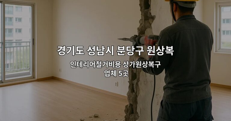경기도 성남시 분당구 원상복구철거 인테리어철거비용 상가원상복구 업체 5곳