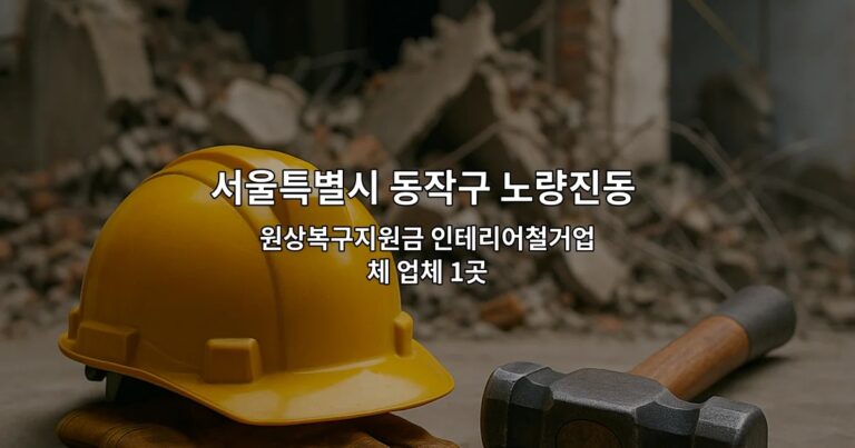 서울특별시 동작구 노량진동 부분철거 원상복구지원금 인테리어철거업체 업체 1곳