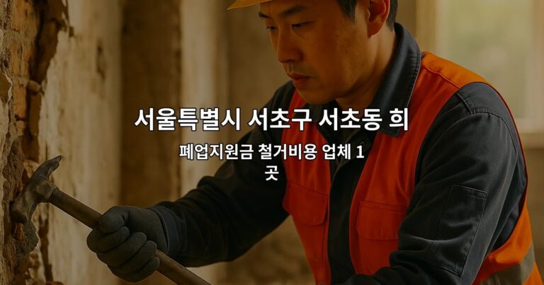 서울특별시 서초구 서초동 희망리턴패키지 폐업지원금 철거비용 업체 1곳