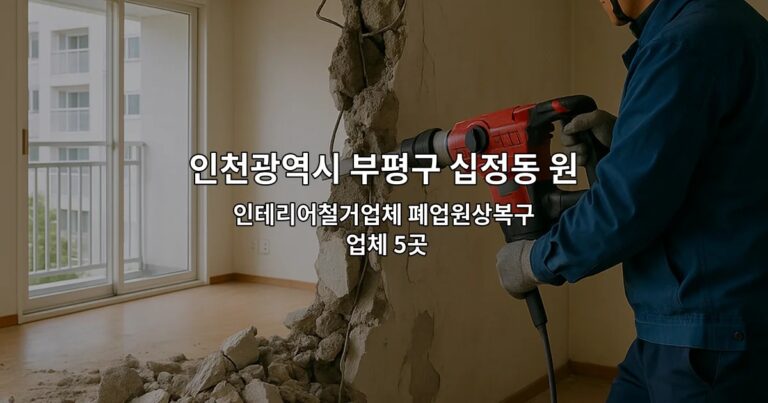 인천광역시 부평구 십정동 원상복구철거 인테리어철거업체 폐업원상복구 업체 5곳