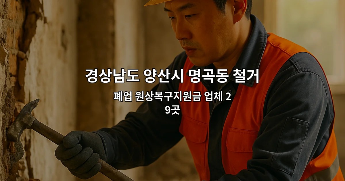 경상남도 양산시 명곡동 철거업체 폐업 원상복구지원금 업체 29곳