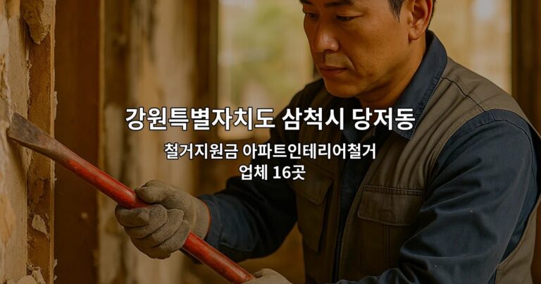 강원특별자치도 삼척시 당저동 철거업체 철거지원금 아파트인테리어철거 업체 16곳