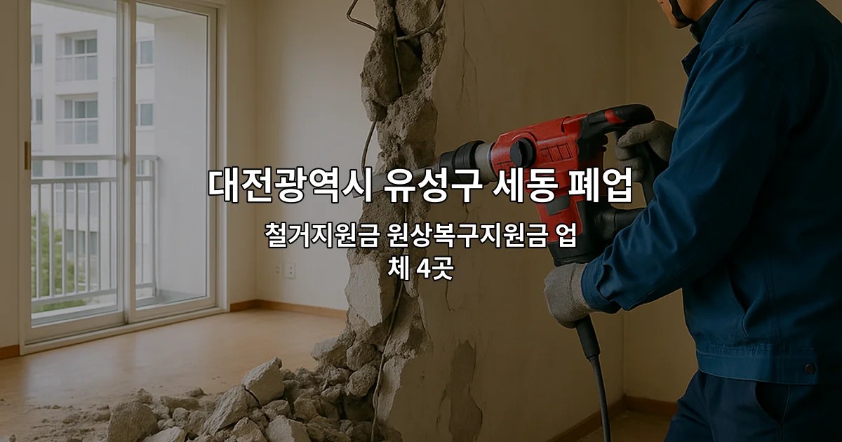 대전광역시 유성구 세동 폐업원상복구 철거지원금 원상복구지원금 업체 4곳