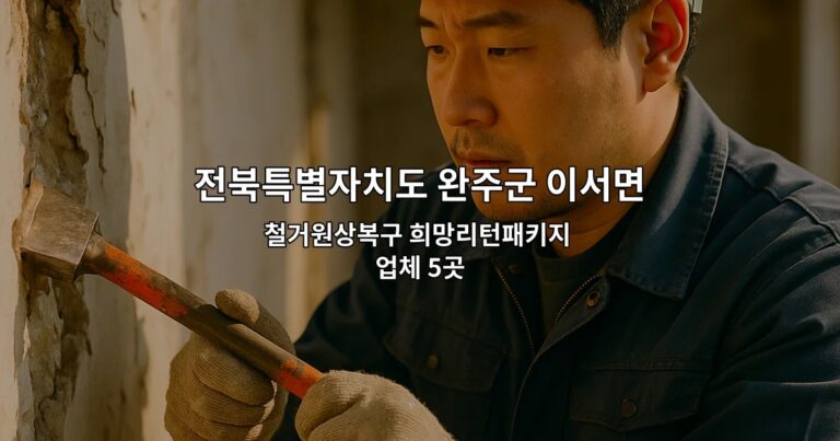 전북특별자치도 완주군 이서면 폐업원상복구 철거원상복구 희망리턴패키지 업체 5곳