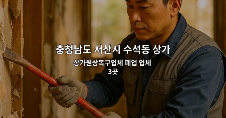 충청남도 서산시 수석동 상가원상복구 상가원상복구업체 폐업 업체 3곳