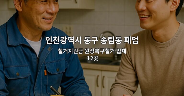 인천광역시 동구 송림동 폐업 철거지원금 원상복구철거 업체 12곳