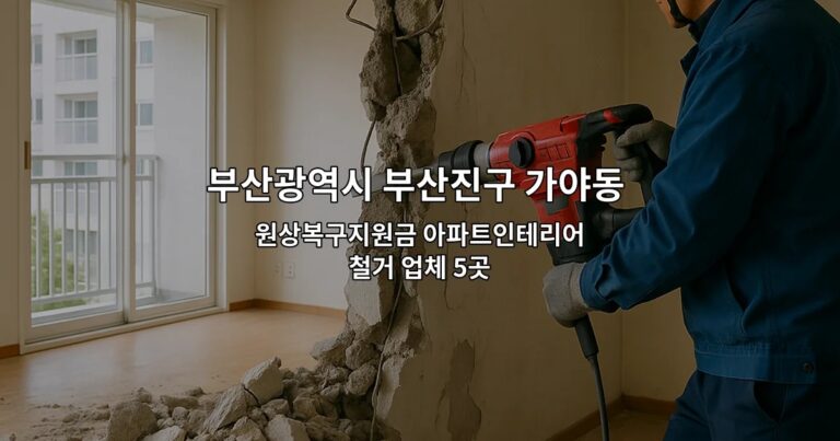 부산광역시 부산진구 가야동 상가원상복구업체 원상복구지원금 아파트인테리어철거 업체 5곳