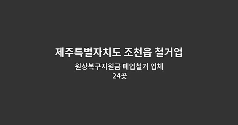제주특별자치도 조천읍 철거업체 원상복구지원금 폐업철거 업체 24곳
