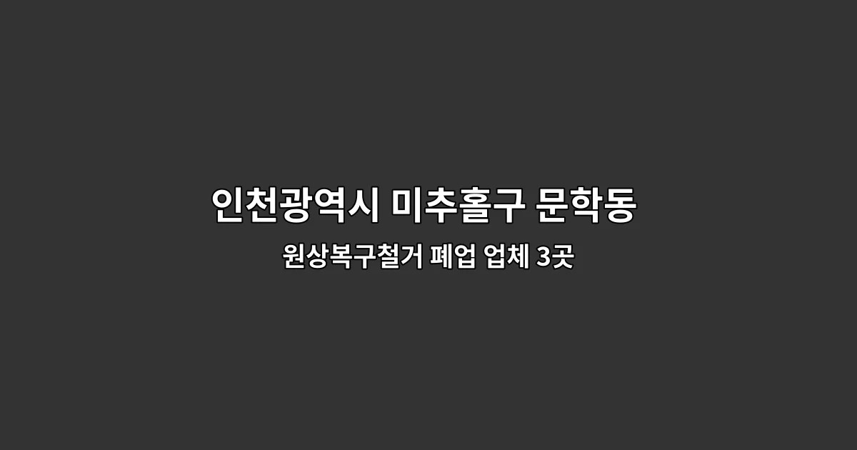 인천광역시 미추홀구 문학동 폐업원상복구 원상복구철거 폐업 업체 3곳