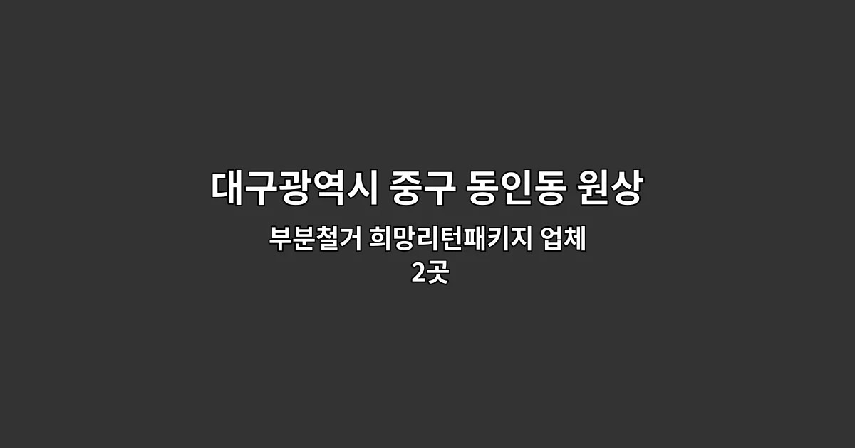 대구광역시 중구 동인동 원상복구철거 부분철거 희망리턴패키지 업체 2곳